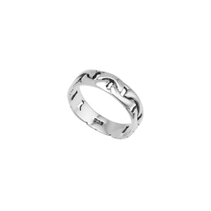 Wholesale sterling silver band ring with wavy oxidized pattern, handcrafted unisex 925 silver jewelry from Bali for bulk orders and resellers.