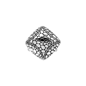 Wholesale sterling silver cushion dome ring with Balinese dot pattern, handcrafted bold artisan jewelry from Bali.