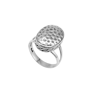 Bulk handcrafted hammered oval sterling silver rings, wholesale 925 silver statement jewelry from Bali.