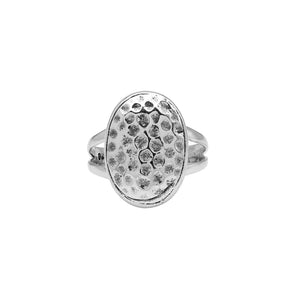 Bulk handcrafted hammered oval sterling silver rings, wholesale 925 silver statement jewelry from Bali.