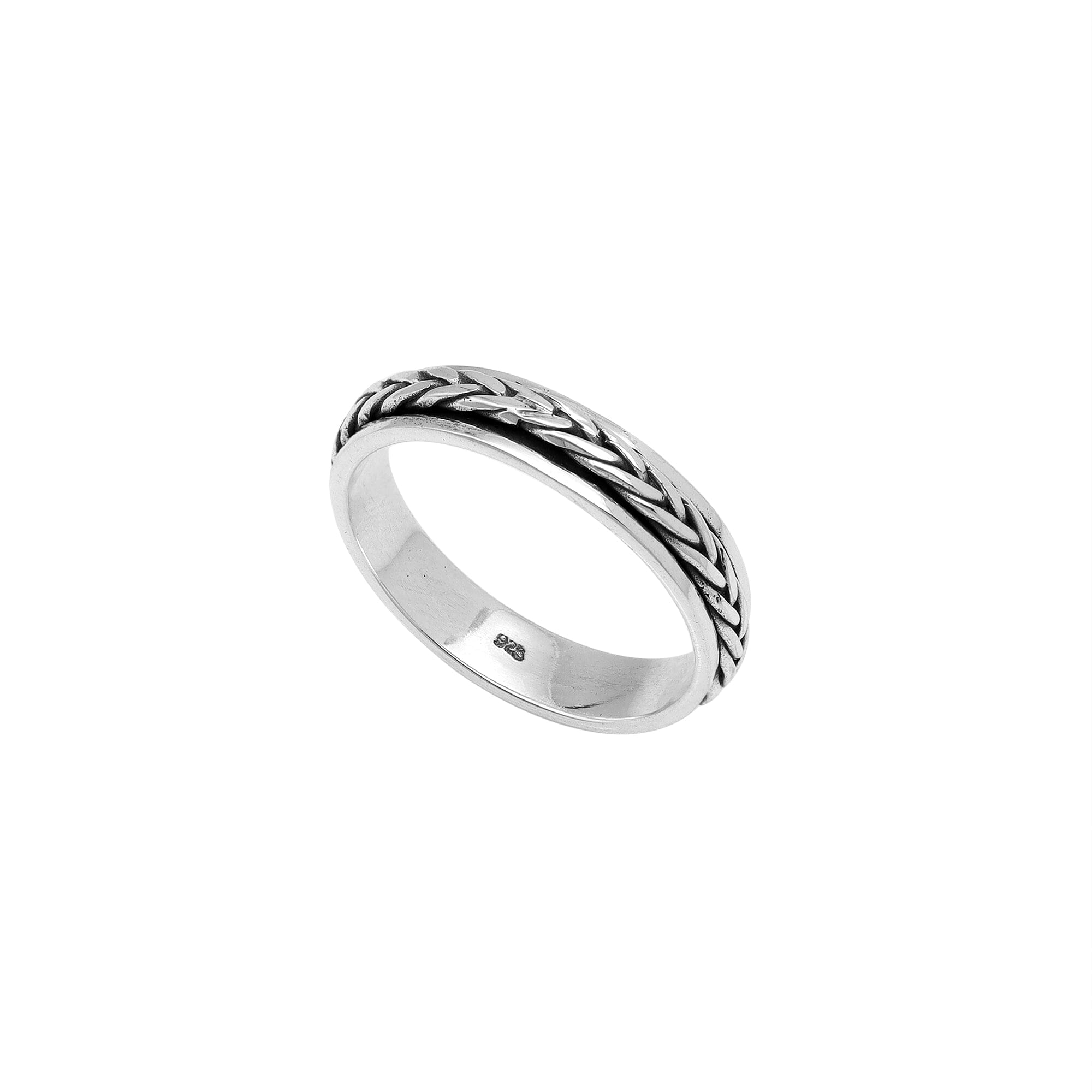 Wholesale sterling silver braided band rings, handcrafted 925 silver rope design jewelry from Bali.
