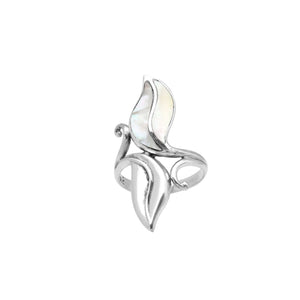 Wholesale sterling silver leaf ring with Mother Of Pearl inlay – handcrafted Balinese nature-inspired artisan jewelry for bulk buyers and resellers.