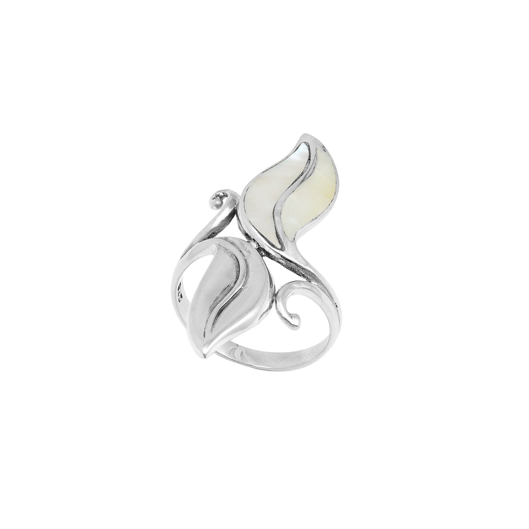 AR-1188-MOP-8 Sterling Silver Ring With Mother Of Pearl Jewelry Bali Designs Inc 