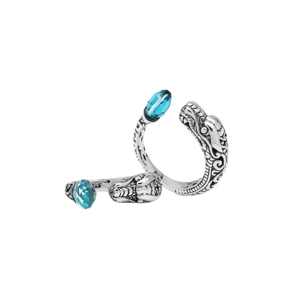 AR-1191-BT-6 Sterling Silver Ring With Blue Topaz Q. Jewelry Bali Designs Inc 