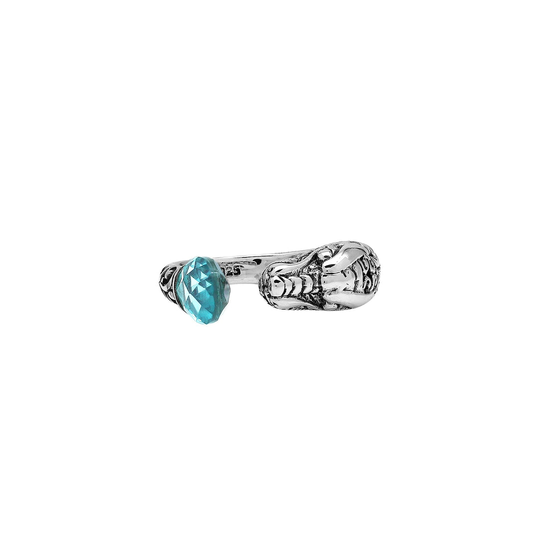 AR-1191-BT-8 Sterling Silver Ring With Blue Topaz Q. Jewelry Bali Designs Inc 