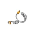 Wholesale sterling silver dragon head bypass ring with faceted Citrine Quartz, handcrafted in Bali with detailed carvings and oxidized finish.