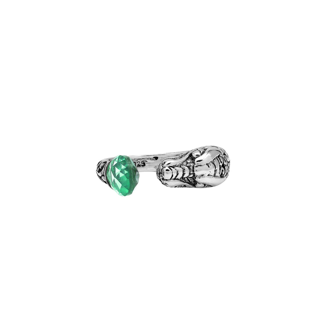 AR-1191-GQ-6 Sterling Silver Ring With Green Quartz Jewelry Bali Designs Inc 