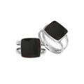 Sterling Silver Handcrafted Bold Square Shape Designer Ring With Black Shell
