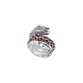 Sterling Silver Dragon Wrap Ring With Red Coral Inlay And Polished Finish