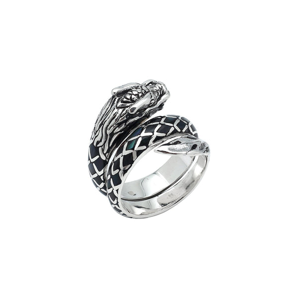 AR-6343-SHB-8 Sterling Silver Ring With Black Shell Jewelry Bali Designs Inc 
