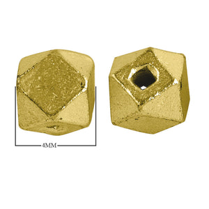 Handcrafted faceted cube bead with 18K gold overlay over copper, made in India for wholesale jewelry production.