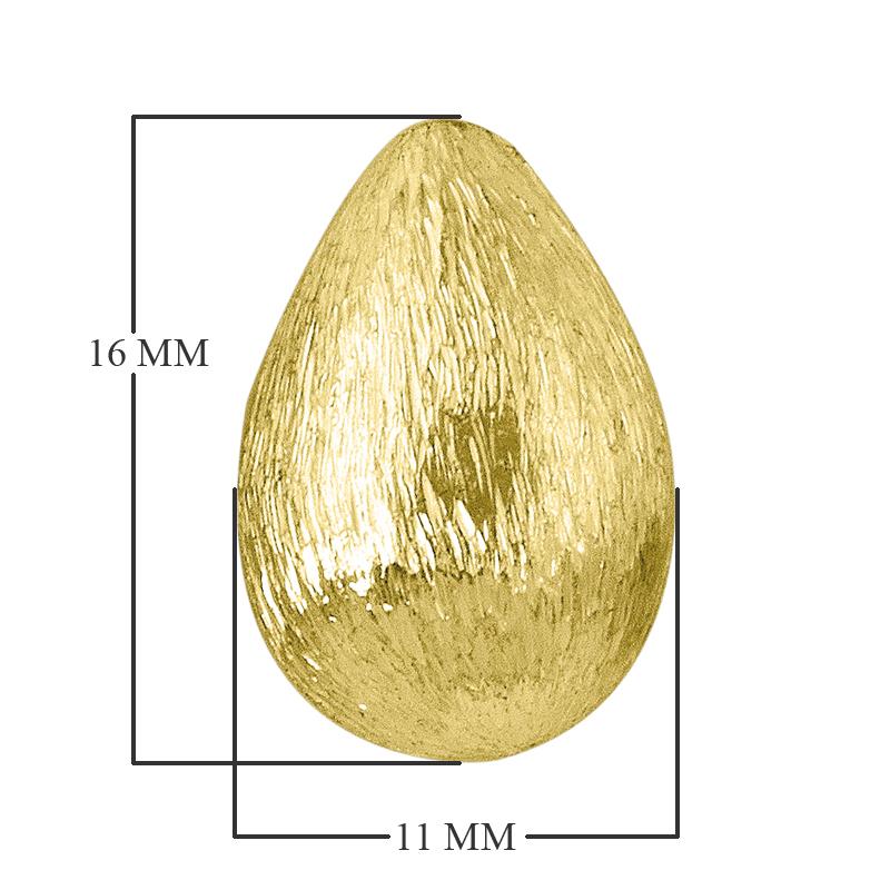 Textured Gold Overlay Teardrop Bead With Brushed Finish