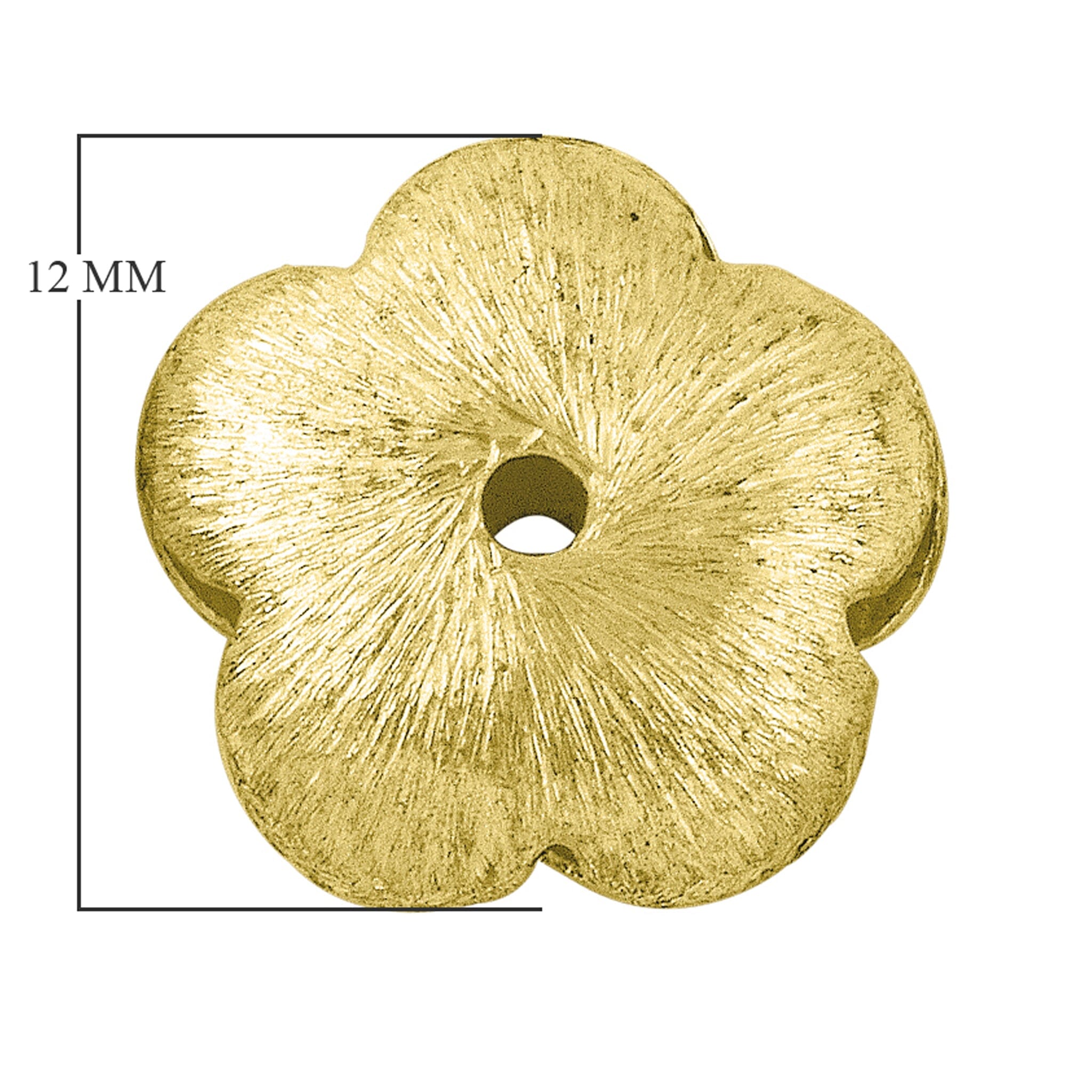Five-petal floral textured spacer bead with 18K gold overlay over copper, handcrafted in India.