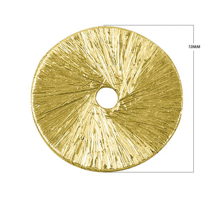 Textured circular chip bead with 18K gold overlay over copper handcrafted in India for wholesale jewelry making