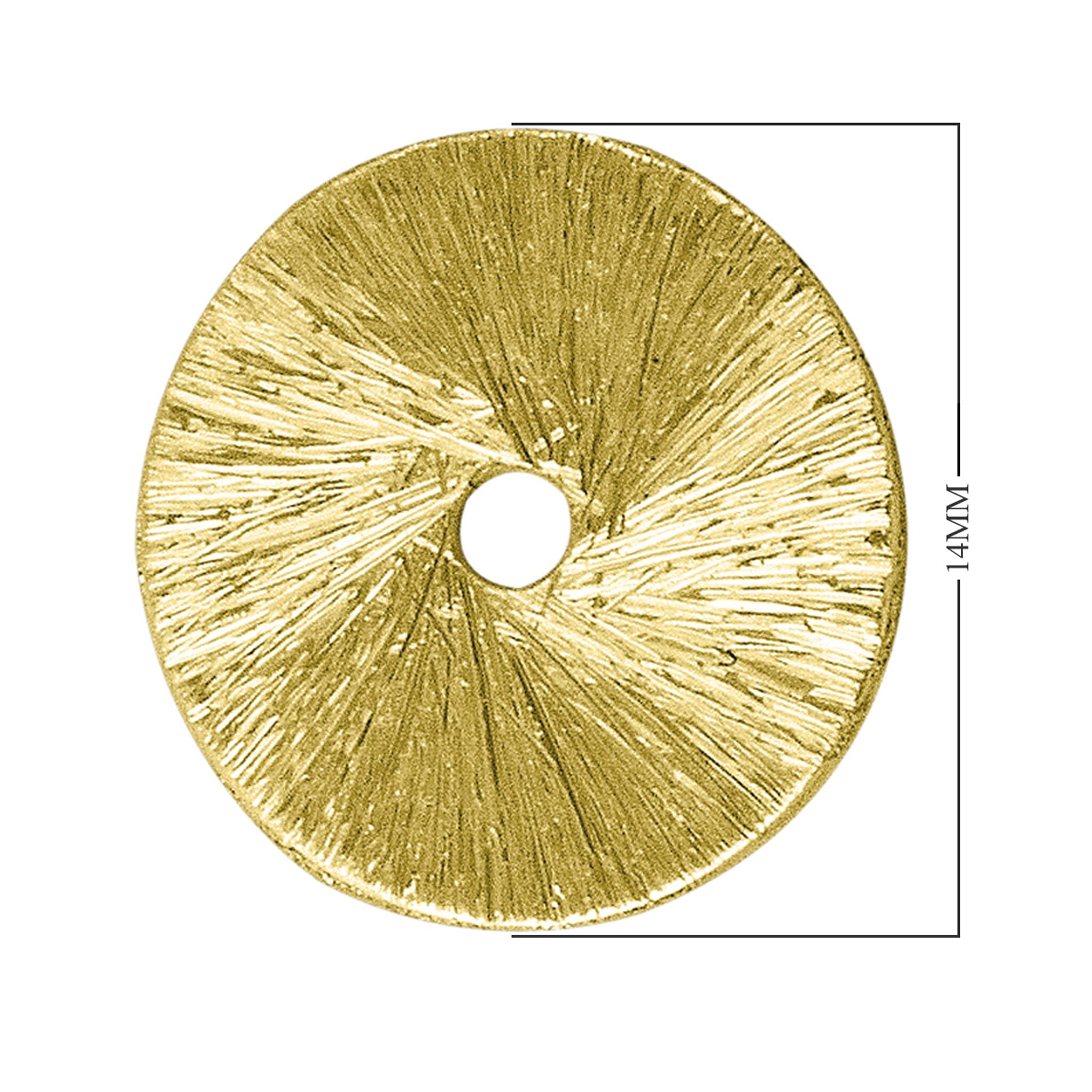 Textured circular chip bead with 18K gold overlay over copper handcrafted in India for wholesale jewelry making