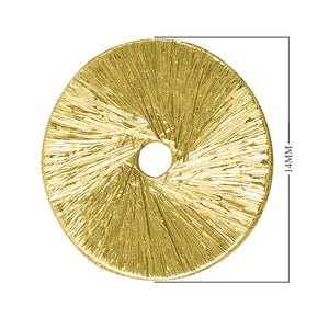 Textured circular chip bead with 18K gold overlay over copper handcrafted in India for wholesale jewelry making