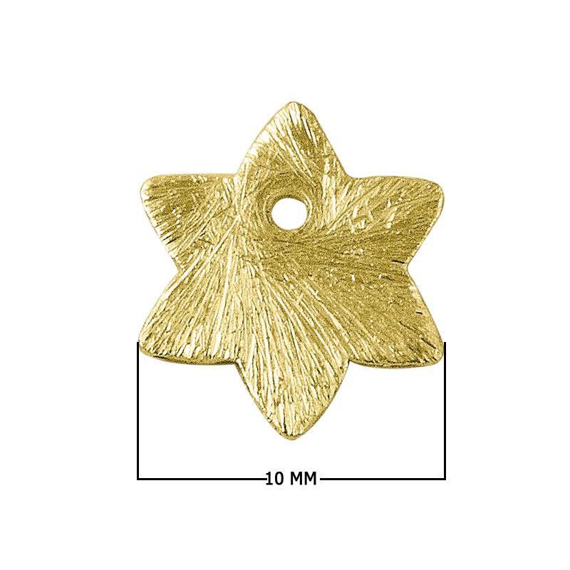 Star shape chip bead with textured surface and 18K gold overlay over copper handcrafted in India for wholesale jewelry making