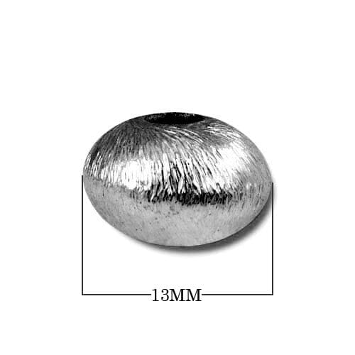 BR-229 Black Rhodium Overlay Flat Round Shape Brushed Bead Beads Bali Designs Inc 13MM 