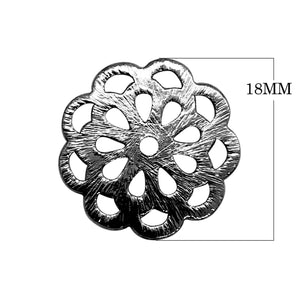 BR-360 Black Rhodium Overlay Flower Shape Chip Bead Beads Bali Designs Inc 18MM 