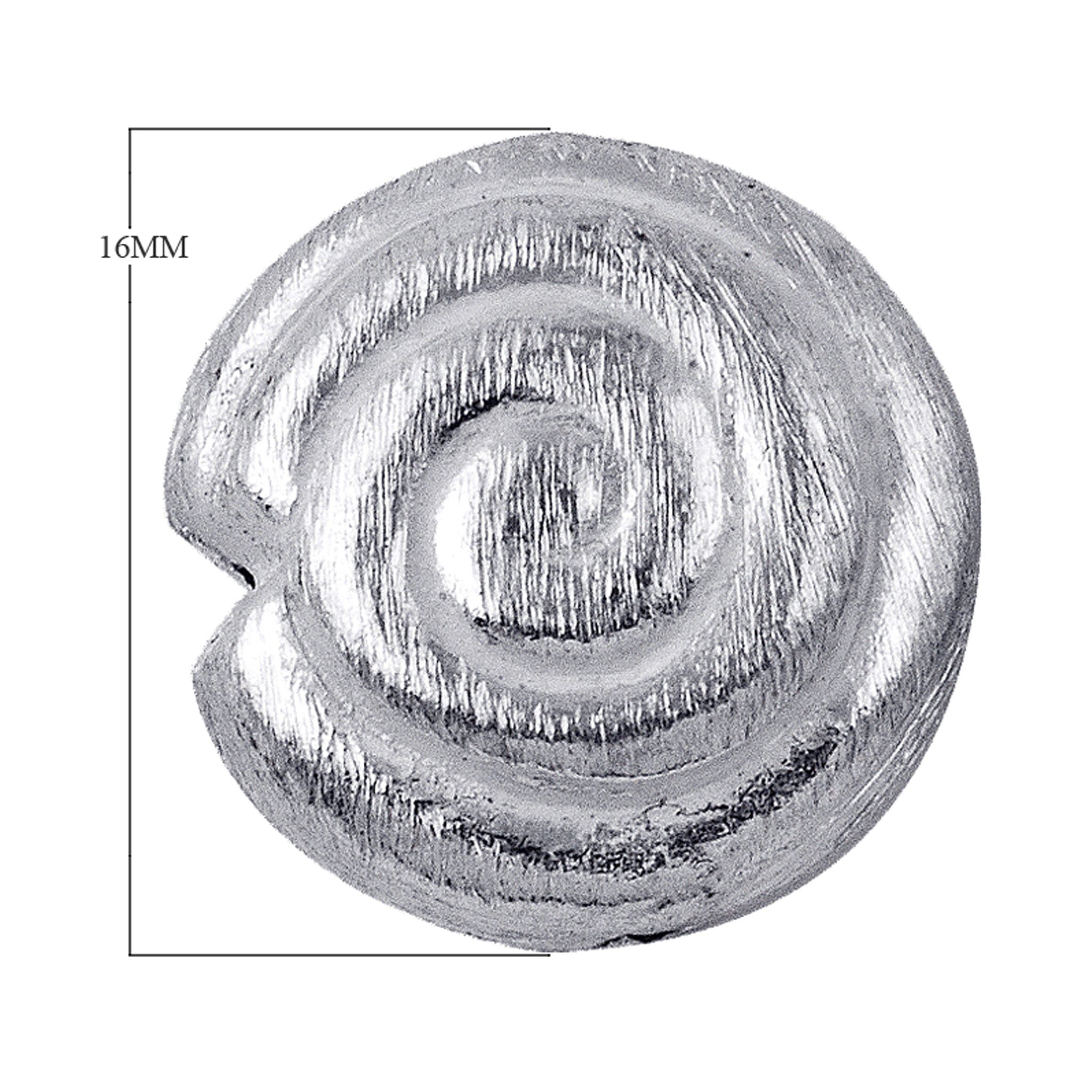 BSF-174 Silver Overlay Circle Shape Brushed Bead Beads Bali Designs Inc 16MM 