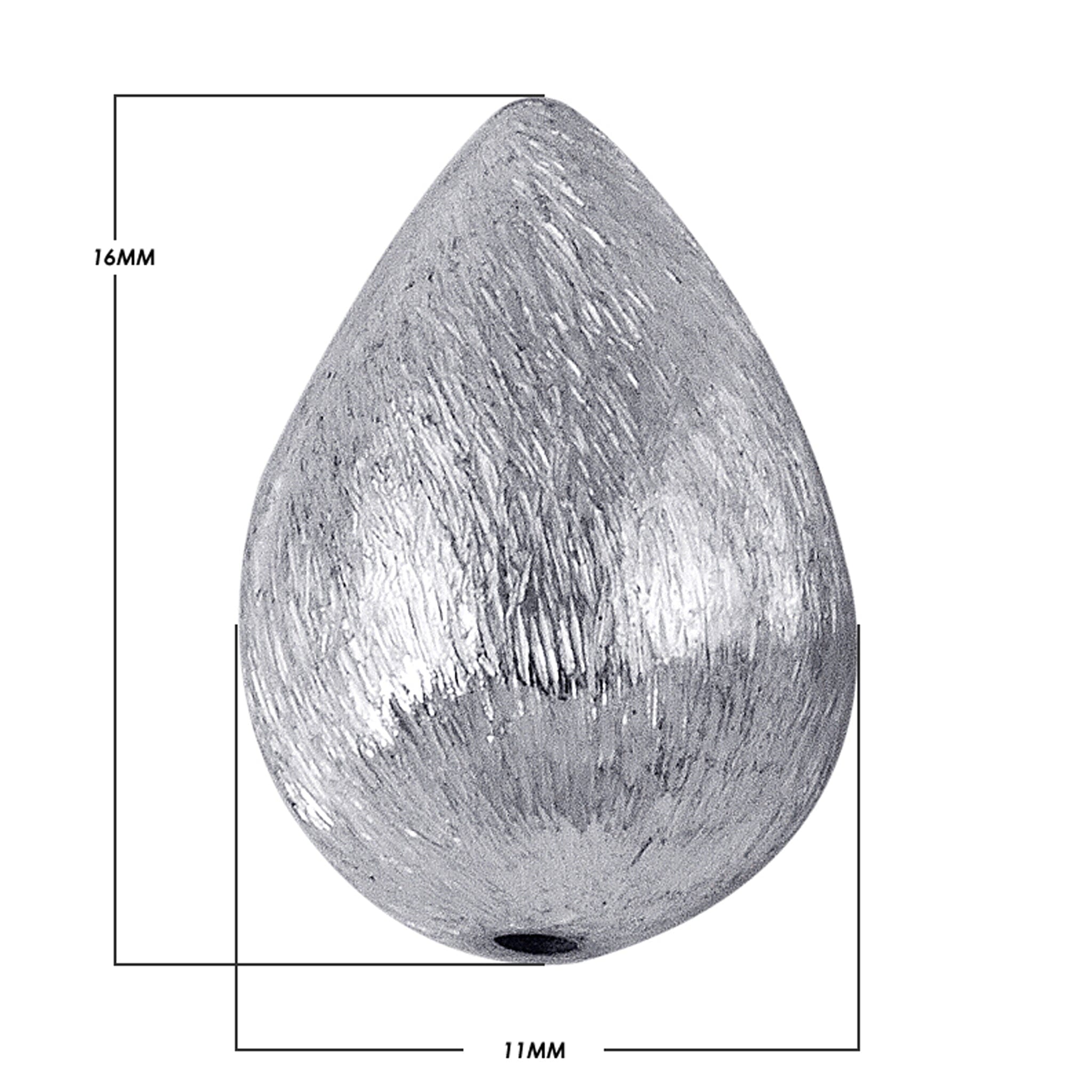 BSF-194 Silver Overlay Pears Shape Brushed Bead Beads Bali Designs Inc 11X16MM 