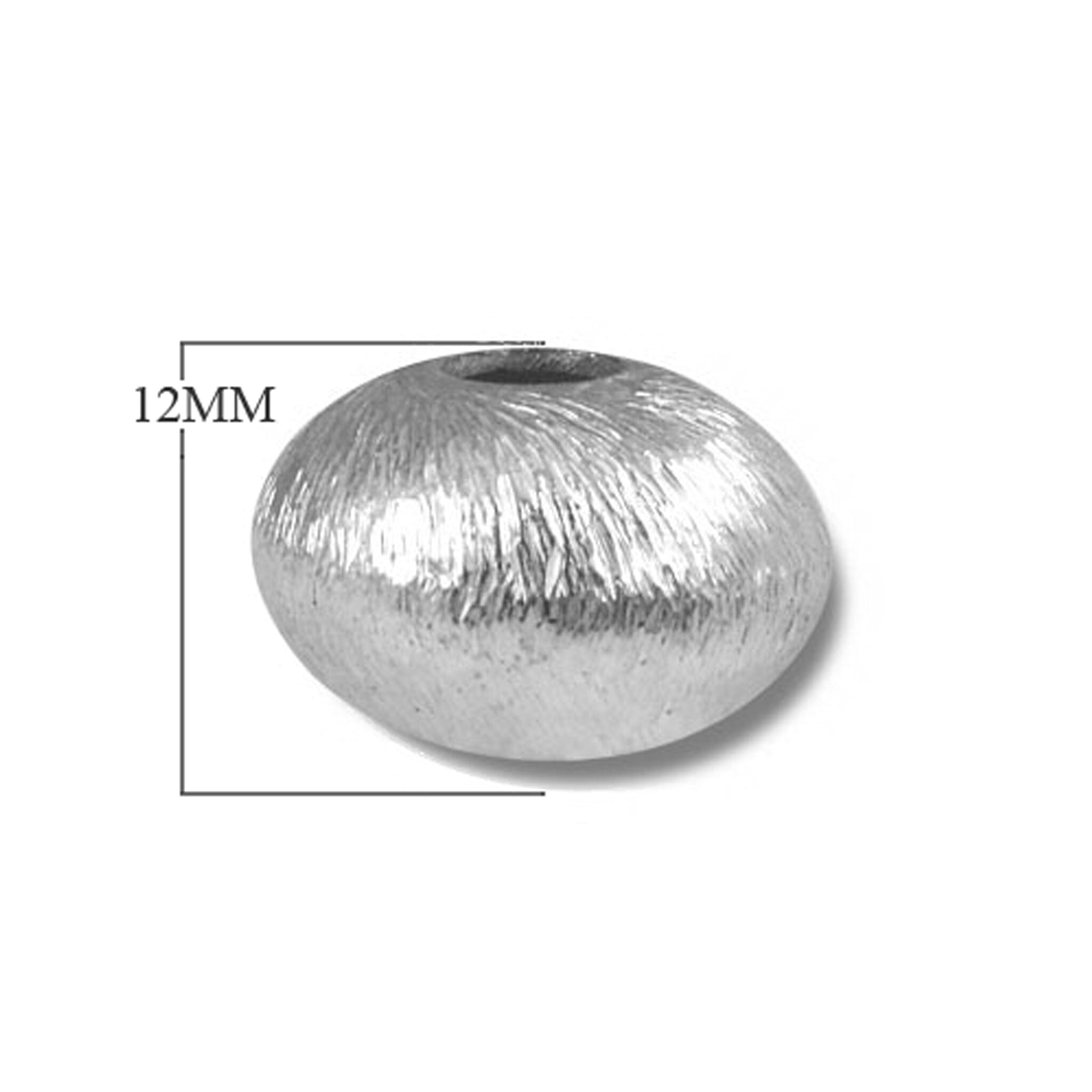 BSF-229 Silver Overlay Flat Round Shape Brushed Bead Beads Bali Designs Inc 12MM 