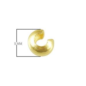 18K Gold Overlay Over Copper round crimp cover jewelry component, handcrafted in India