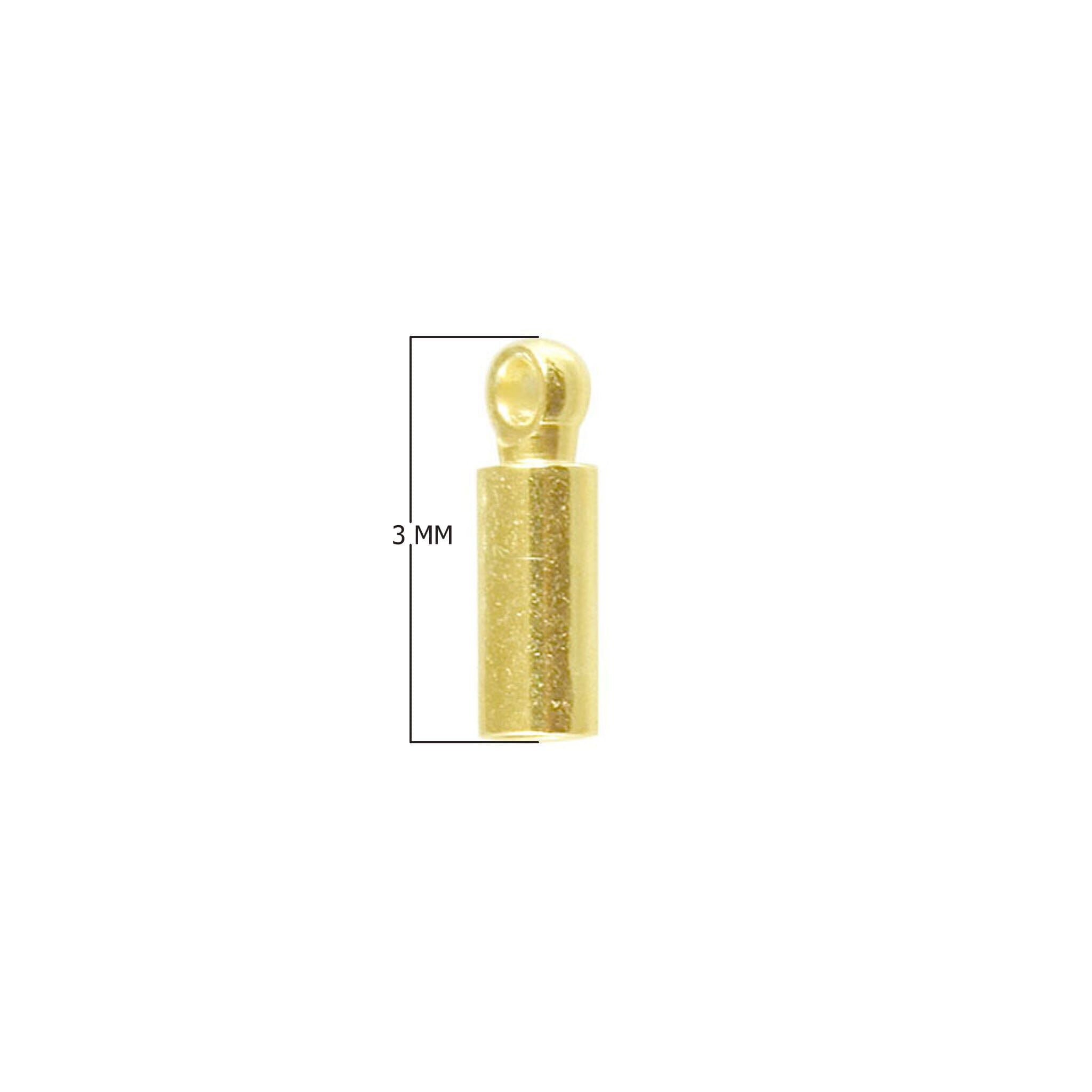 18K Gold Overlay Over Copper crimp & cord tube end cap with loop, handcrafted in India
