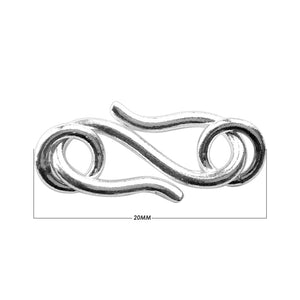 Silver Overlay Over Copper minimalist S hook clasp handcrafted in India with oxidized artisan finish.