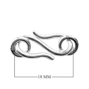 Silver Overlay Over Copper minimalist S hook clasp handcrafted in India with oxidized artisan finish.