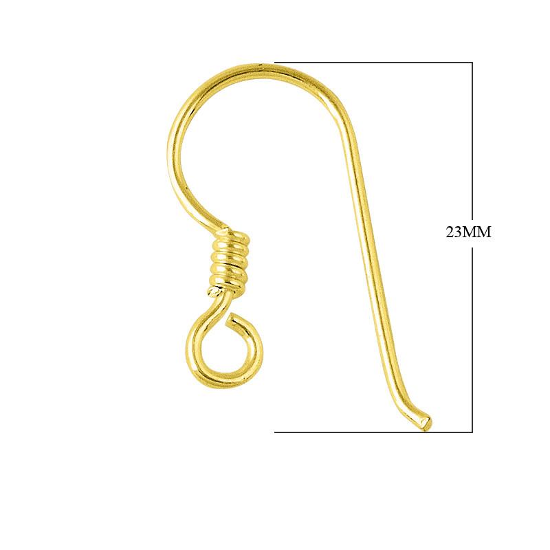 18K Gold Overlay Coil Hook Earwire For Jewelry Making With Polished Finish Handcrafted In India