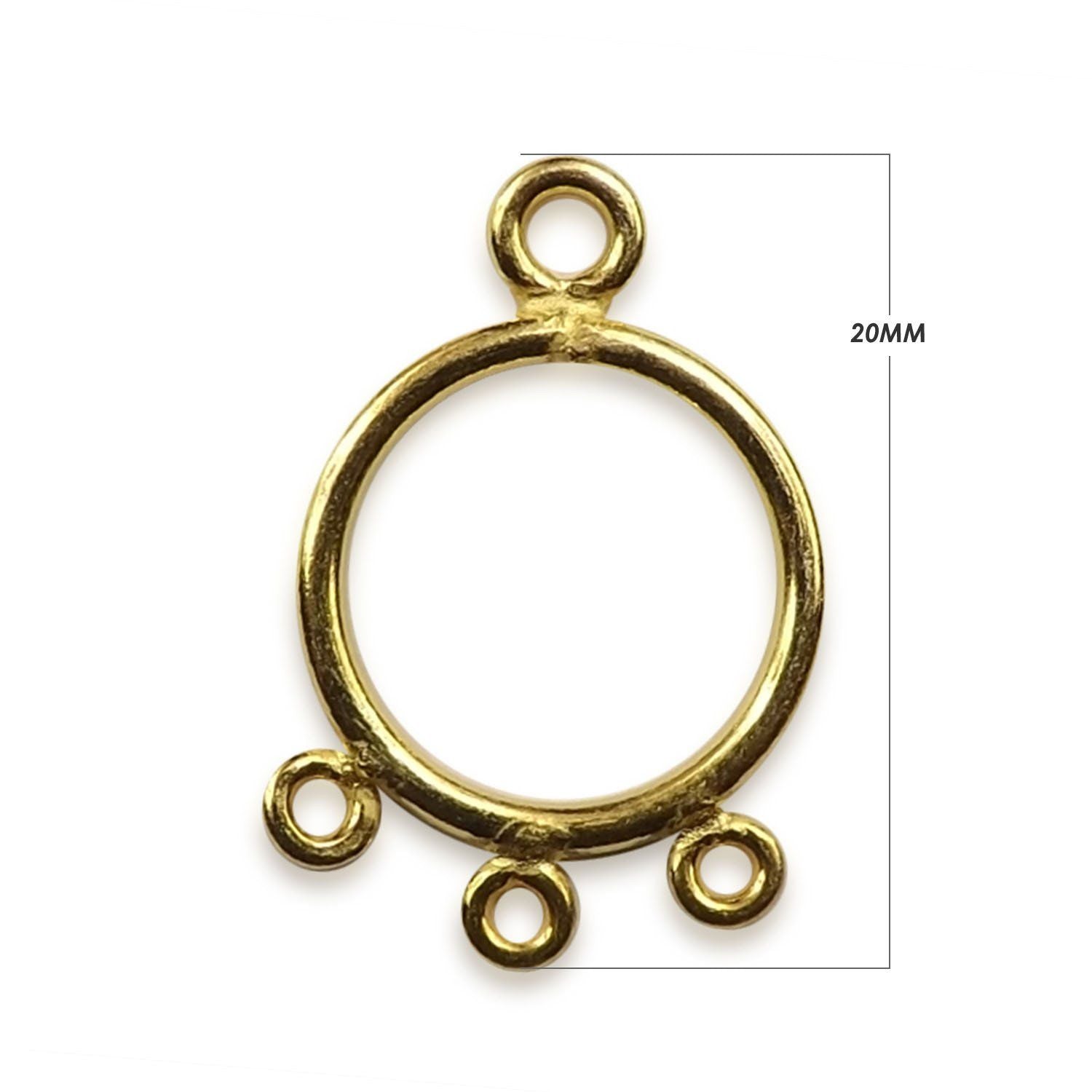 18K Gold Overlay Round Connector With Three Loops Handcrafted In India