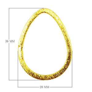 18K Gold Overlay Brushed Teardrop Connector Component Handcrafted In India With Smooth Finish