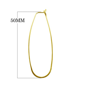 18K Gold Overlay Long Teardrop Hoop Earwire Component Handcrafted In India With Polished Golden Finish