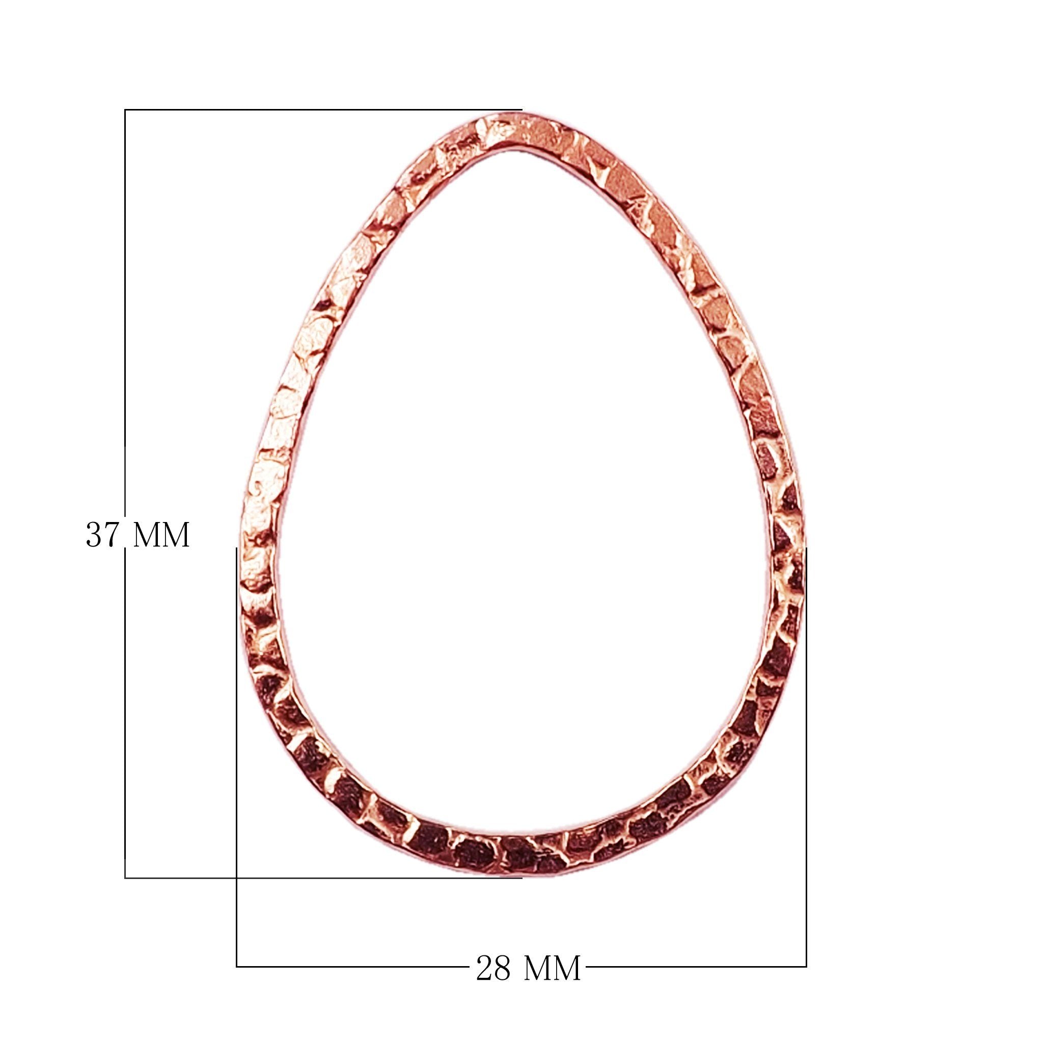 Rose Gold Overlay Hammered Teardrop Connector Handcrafted In India For Jewelry Making