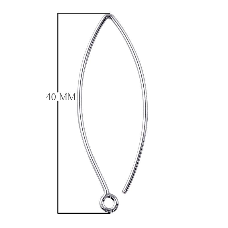 Silver Overlay Long Marquise Earwire for jewelry making with polished finish