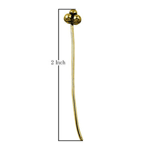 Gold-overlay copper pin with textured triple-bead decorative head.