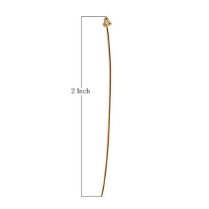 Long 18K gold overlay copper head pin with granulated tri-bead top.