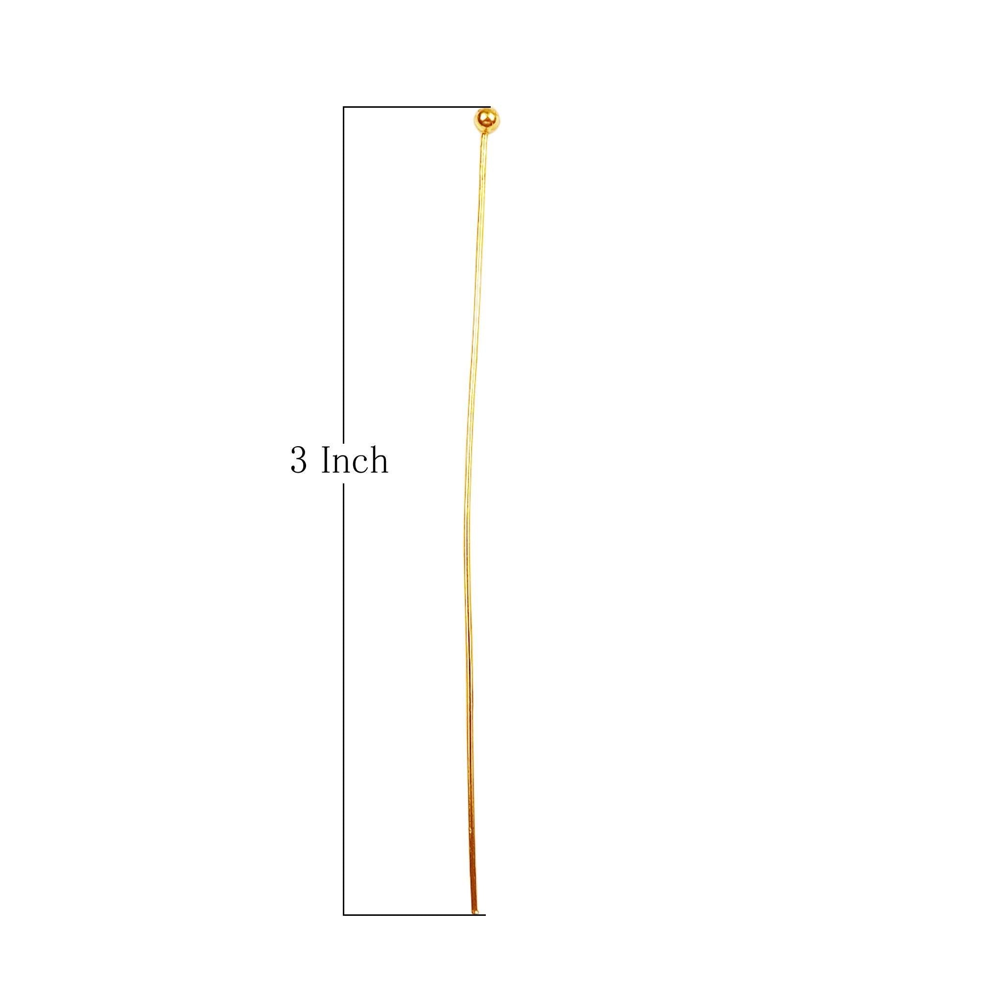 18K gold overlay copper head pin with smooth round bead top.
