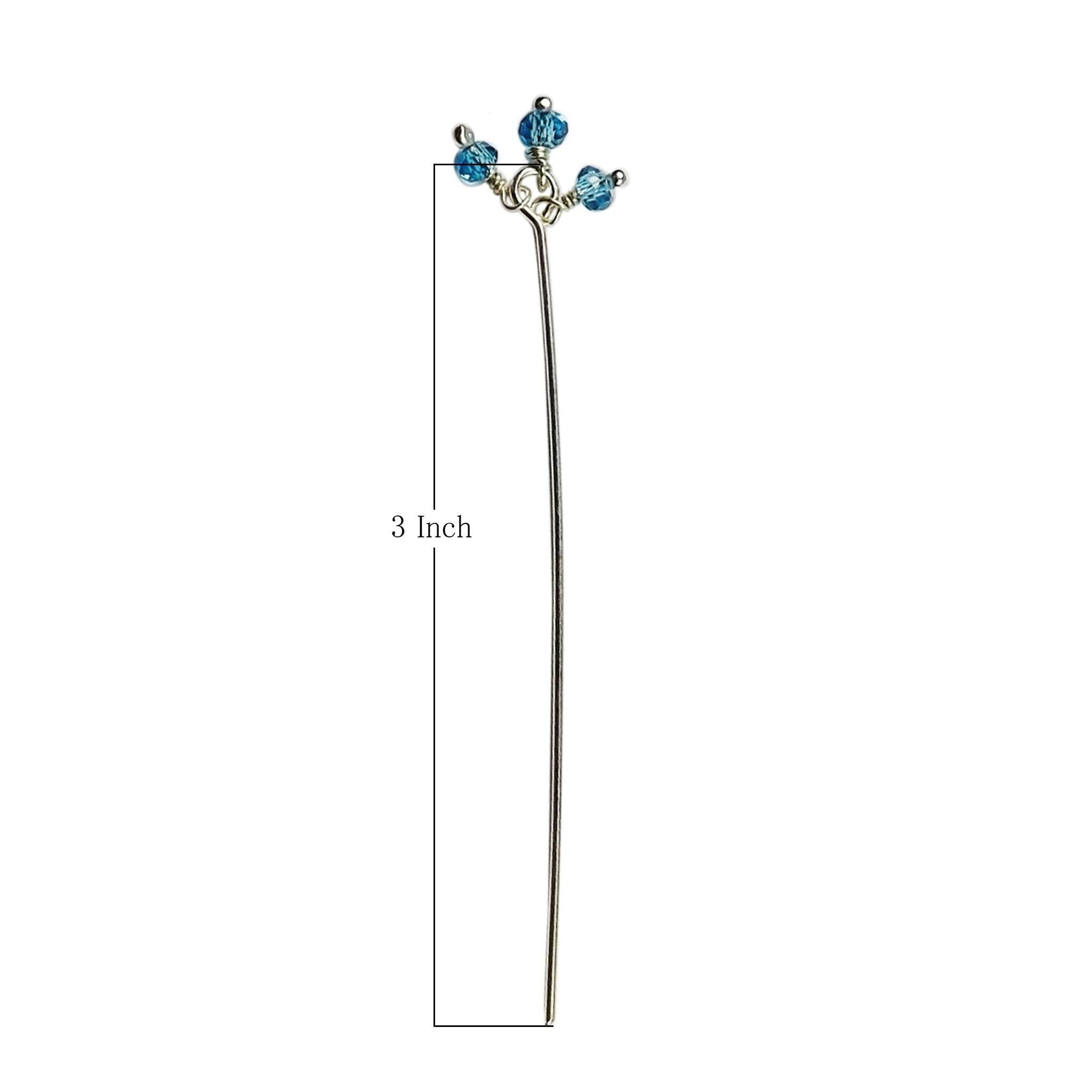 Silver overlay over copper headpin with blue crystal quartz beads handcrafted in India