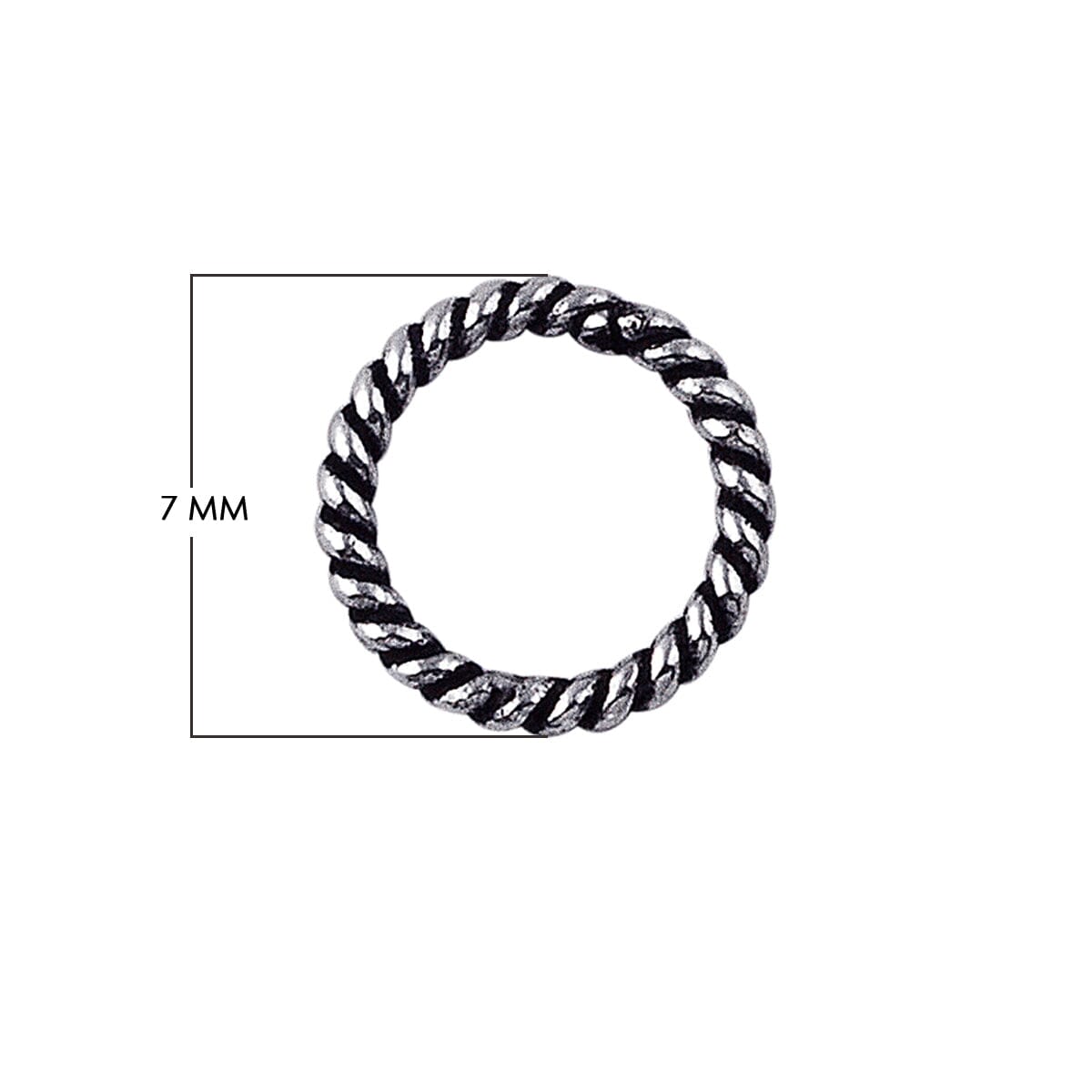 Handcrafted twisted rope band ring in silver overlay over copper with oxidized finish, artisan jewelry from India.