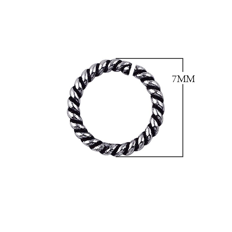 Premium silver overlay twisted open jump ring over copper with polished finish, handcrafted jewelry component from India.