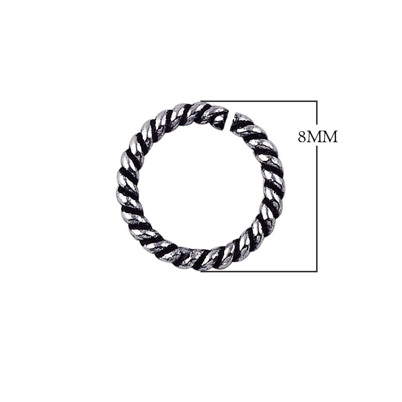 Premium silver overlay twisted open jump ring over copper with polished finish, handcrafted jewelry component from India.