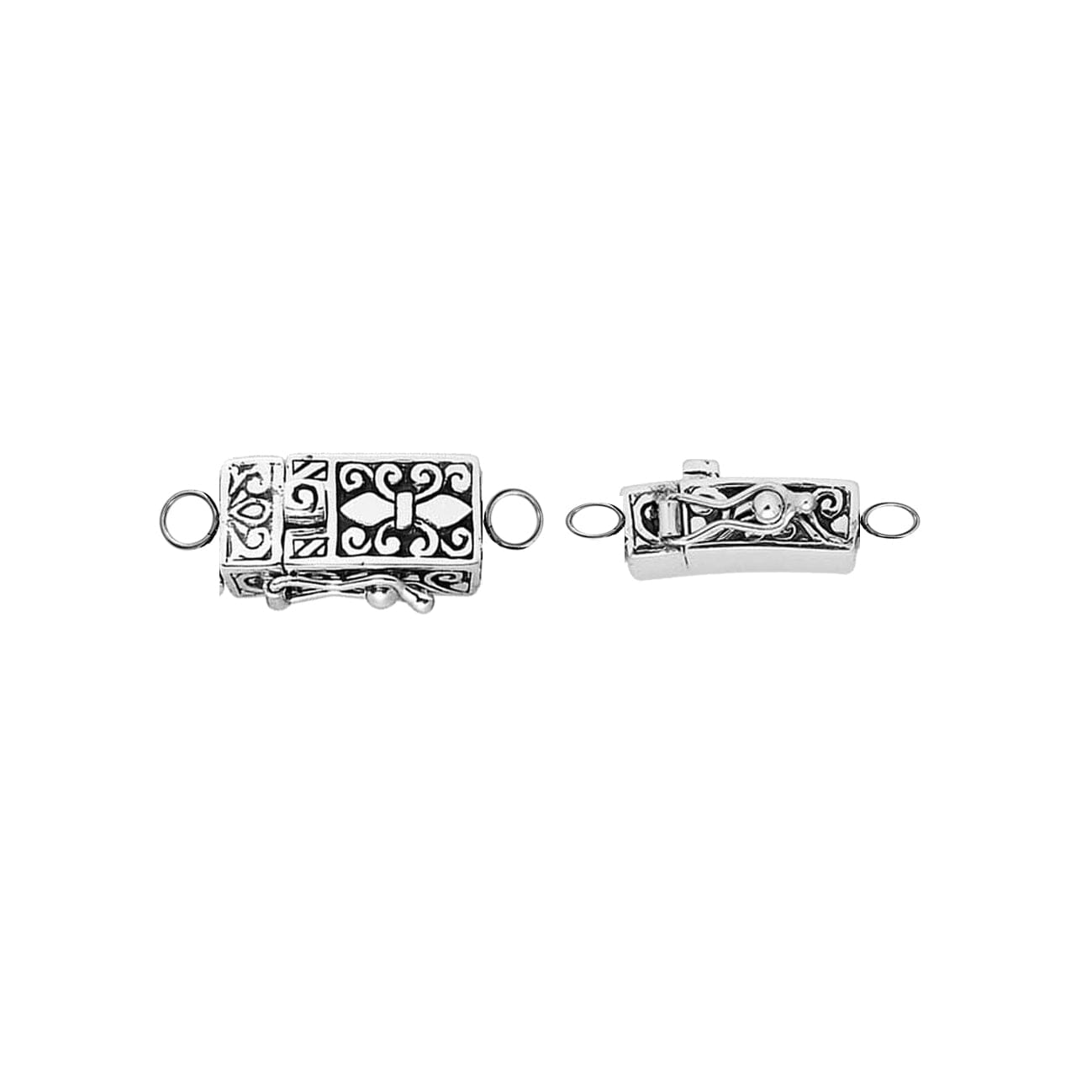 Sterling silver ornate clasp connector lock with engraved decorative jewelry closure handcrafted in India