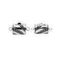 Sterling silver designer clasp connector lock with decorative wave pattern handcrafted in India