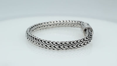 Sterling Silver & 18K Gold Bali Wheat Chain Bracelet With Ornate Scrollwork Dual-Tone Clasp And Handcrafted Balinese Detailing