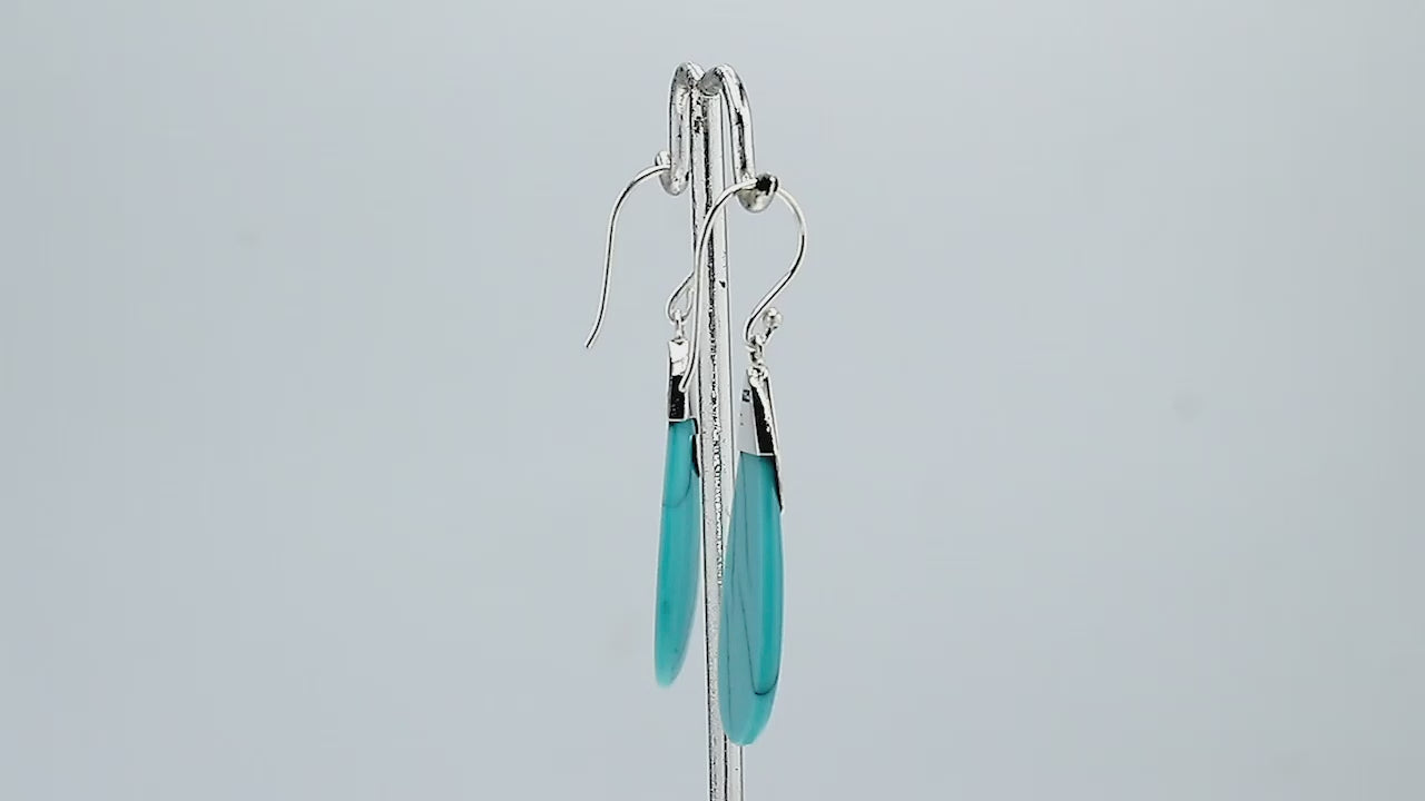 Wholesale sterling silver turquoise Shell teardrop earrings with swirl silver detail, handcrafted in Bali