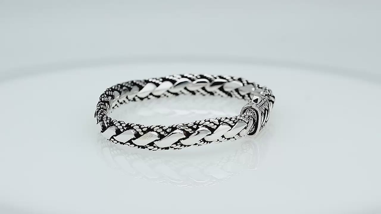 Wholesale Sterling Silver Braided Chain Bracelet With Oxidized Finish Handcrafted In Bali