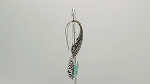 Sterling silver Blue Topaz Quartz oval dangle earrings