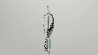 Sterling silver Blue Topaz Quartz oval dangle earrings